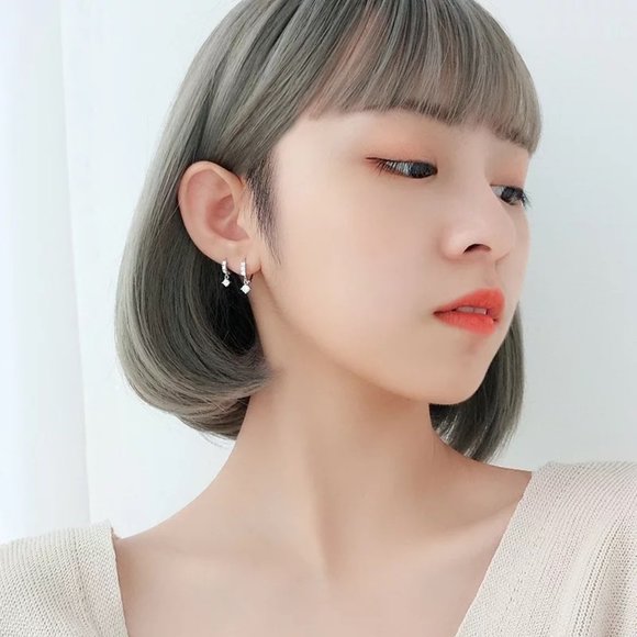 14k Gold 6mm Helix and Cartilage Diamonds Hoops Sterling Silver - Picture 4 of 8